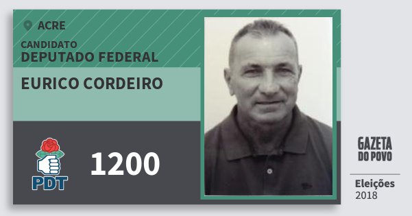 Santinho Eurico Cordeiro 1200 (PDT) Deputado Federal | Acre | Eleições 2018 Santinho Eurico Cordeiro 1200 (PDT) Deputado Federal | Acre | Eleições 2018