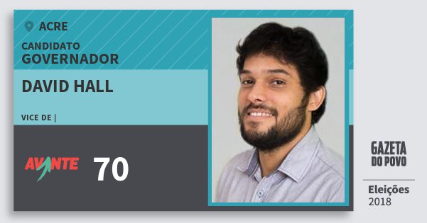 Santinho David Hall 70 (AVANTE) Governador | Acre | Eleições 2018 Santinho David Hall 70 (AVANTE) Governador | Acre | Eleições 2018