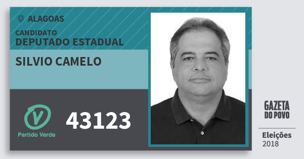 Santinho Silvio Camelo 43123 (PV) Deputado Estadual | Alagoas | Eleições 2018 Santinho Silvio Camelo 43123 (PV) Deputado Estadual | Alagoas | Eleições 2018