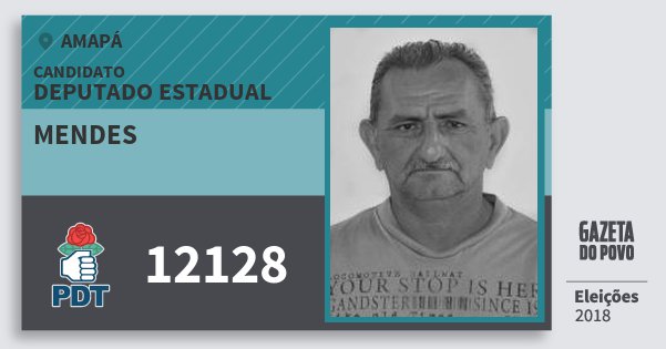 Santinho Mendes 12128 (PDT) Deputado Estadual | Amapá | Eleições 2018 Santinho Mendes 12128 (PDT) Deputado Estadual | Amapá | Eleições 2018