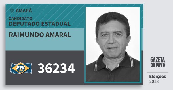 Santinho Raimundo Amaral 36234 (PTC) Deputado Estadual | Amapá | Eleições 2018 Santinho Raimundo Amaral 36234 (PTC) Deputado Estadual | Amapá | Eleições 2018