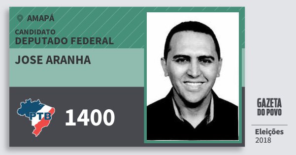Santinho Jose Aranha 1400 (PTB) Deputado Federal | Amapá | Eleições 2018 Santinho Jose Aranha 1400 (PTB) Deputado Federal | Amapá | Eleições 2018