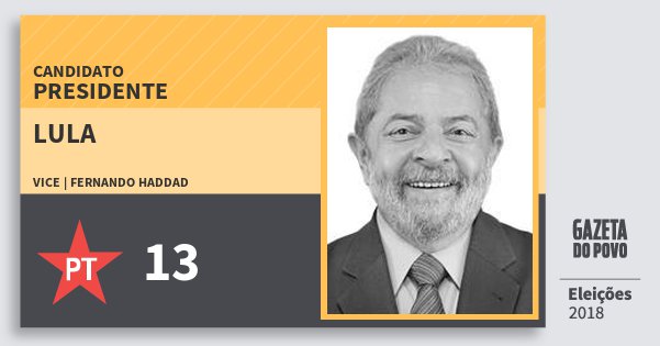 Santinho Lula 13 (PT) Presidente | Brasil | Eleições 2018 Santinho Lula 13 (PT) Presidente | Brasil | Eleições 2018