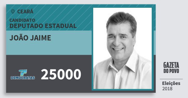Santinho João Jaime 25000 (DEM) Deputado Estadual | Ceará | Eleições 2018 Santinho João Jaime 25000 (DEM) Deputado Estadual | Ceará | Eleições 2018