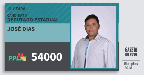 Santinho José Dias 54000 (PPL) Deputado Estadual | Ceará | Eleições 2018 Santinho José Dias 54000 (PPL) Deputado Estadual | Ceará | Eleições 2018