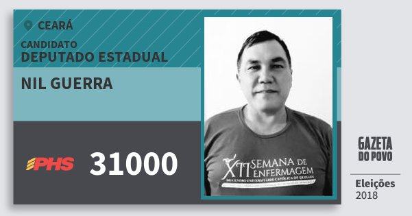 Santinho Nil Guerra 31000 (PHS) Deputado Estadual | Ceará | Eleições 2018 Santinho Nil Guerra 31000 (PHS) Deputado Estadual | Ceará | Eleições 2018