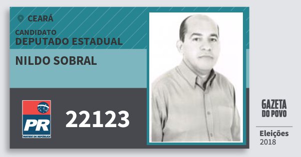 Santinho Nildo Sobral 22123 (PR) Deputado Estadual | Ceará | Eleições 2018 Santinho Nildo Sobral 22123 (PR) Deputado Estadual | Ceará | Eleições 2018