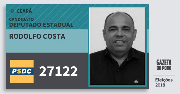 Santinho Rodolfo Costa 27122 (DC) Deputado Estadual | Ceará | Eleições 2018 Santinho Rodolfo Costa 27122 (DC) Deputado Estadual | Ceará | Eleições 2018