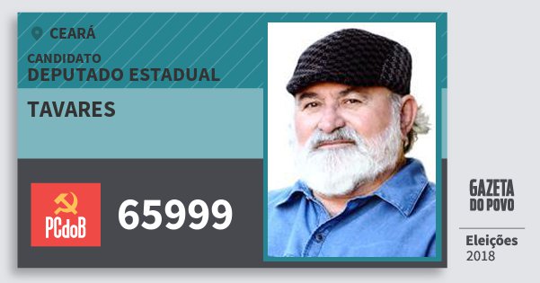 Santinho Tavares 65999 (PC do B) Deputado Estadual | Ceará | Eleições 2018 Santinho Tavares 65999 (PC do B) Deputado Estadual | Ceará | Eleições 2018