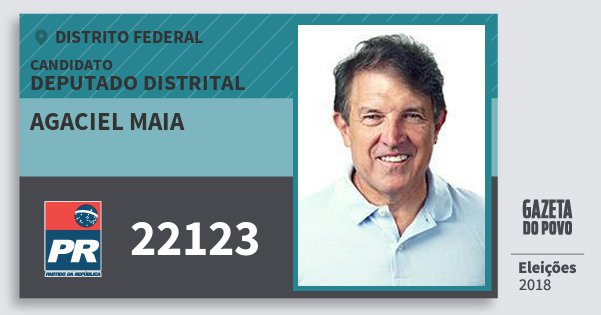 Santinho Agaciel Maia 22123 (PR) Deputado Distrital | Distrito Federal | Eleições 2018 Santinho Agaciel Maia 22123 (PR) Deputado Distrital | Distrito Federal | Eleições 2018