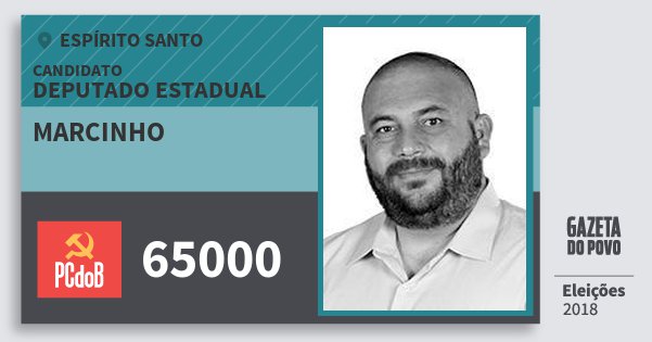 Santinho Marcinho 65000 (PC do B) Deputado Estadual | Espírito Santo | Eleições 2018 Santinho Marcinho 65000 (PC do B) Deputado Estadual | Espírito Santo | Eleições 2018