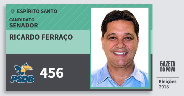Santinho Ricardo Ferraço 456 (PSDB) Senador | Espírito Santo | Eleições 2018 Santinho Ricardo Ferraço 456 (PSDB) Senador | Espírito Santo | Eleições 2018