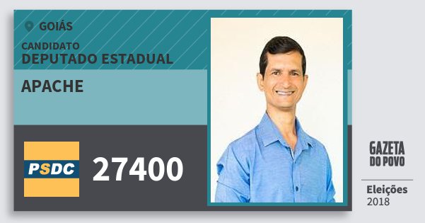 Santinho Apache 27400 (DC) Deputado Estadual | Goiás | Eleições 2018 Santinho Apache 27400 (DC) Deputado Estadual | Goiás | Eleições 2018