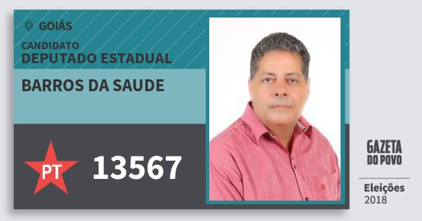 Santinho Barros da Saude 13567 (PT) Deputado Estadual | Goiás | Eleições 2018 Santinho Barros da Saude 13567 (PT) Deputado Estadual | Goiás | Eleições 2018
