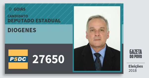Santinho Diogenes 27650 (DC) Deputado Estadual | Goiás | Eleições 2018 Santinho Diogenes 27650 (DC) Deputado Estadual | Goiás | Eleições 2018