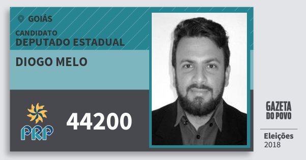 Santinho Diogo Melo 44200 (PRP) Deputado Estadual | Goiás | Eleições 2018 Santinho Diogo Melo 44200 (PRP) Deputado Estadual | Goiás | Eleições 2018
