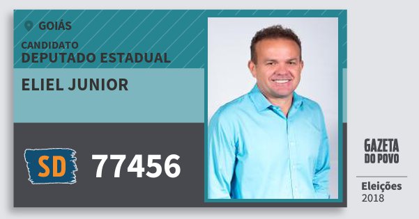 Santinho Eliel Junior 77456 (SOLIDARIEDADE) Deputado Estadual | Goiás | Eleições 2018 Santinho Eliel Junior 77456 (SOLIDARIEDADE) Deputado Estadual | Goiás | Eleições 2018