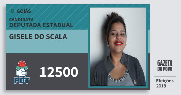 Santinho Gisele do Scala 12500 (PDT) Deputada Estadual | Goiás | Eleições 2018 Santinho Gisele do Scala 12500 (PDT) Deputada Estadual | Goiás | Eleições 2018