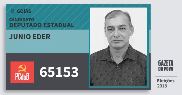 Santinho Junio Eder 65153 (PC do B) Deputado Estadual | Goiás | Eleições 2018 Santinho Junio Eder 65153 (PC do B) Deputado Estadual | Goiás | Eleições 2018