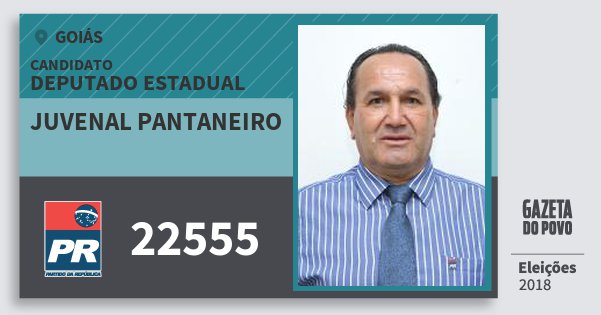 Santinho Juvenal Pantaneiro 22555 (PR) Deputado Estadual | Goiás | Eleições 2018 Santinho Juvenal Pantaneiro 22555 (PR) Deputado Estadual | Goiás | Eleições 2018