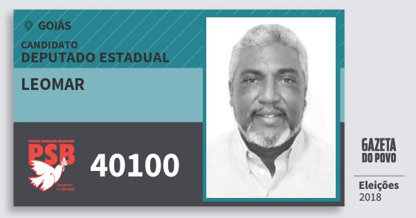 Santinho Leomar 40100 (PSB) Deputado Estadual | Goiás | Eleições 2018 Santinho Leomar 40100 (PSB) Deputado Estadual | Goiás | Eleições 2018