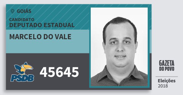 Santinho Marcelo do Vale 45645 (PSDB) Deputado Estadual | Goiás | Eleições 2018 Santinho Marcelo do Vale 45645 (PSDB) Deputado Estadual | Goiás | Eleições 2018