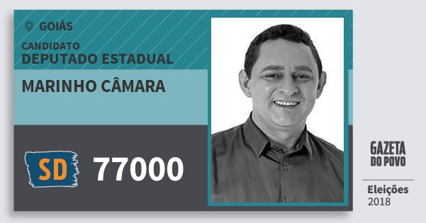 Santinho Marinho Câmara 77000 (SOLIDARIEDADE) Deputado Estadual | Goiás | Eleições 2018 Santinho Marinho Câmara 77000 (SOLIDARIEDADE) Deputado Estadual | Goiás | Eleições 2018