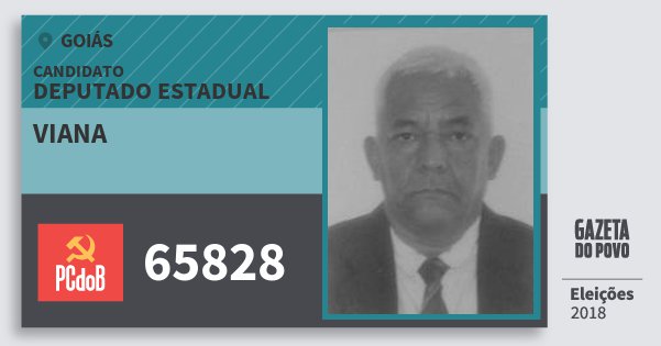 Santinho Viana 65828 (PC do B) Deputado Estadual | Goiás | Eleições 2018 Santinho Viana 65828 (PC do B) Deputado Estadual | Goiás | Eleições 2018