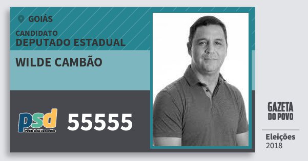 Santinho Wilde Cambão 55555 (PSD) Deputado Estadual | Goiás | Eleições 2018 Santinho Wilde Cambão 55555 (PSD) Deputado Estadual | Goiás | Eleições 2018