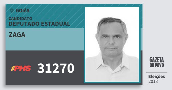 Santinho Zaga 31270 (PHS) Deputado Estadual | Goiás | Eleições 2018 Santinho Zaga 31270 (PHS) Deputado Estadual | Goiás | Eleições 2018