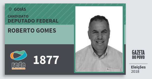 Santinho Roberto Gomes 1877 (REDE) Deputado Federal | Goiás | Eleições 2018 Santinho Roberto Gomes 1877 (REDE) Deputado Federal | Goiás | Eleições 2018