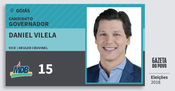 Santinho Daniel Vilela 15 (MDB) Governador | Goiás | Eleições 2018 Santinho Daniel Vilela 15 (MDB) Governador | Goiás | Eleições 2018