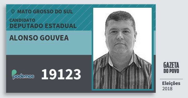 Santinho Alonso Gouvea 19123 (PODE) Deputado Estadual | Mato Grosso do Sul | Eleições 2018 Santinho Alonso Gouvea 19123 (PODE) Deputado Estadual | Mato Grosso do Sul | Eleições 2018