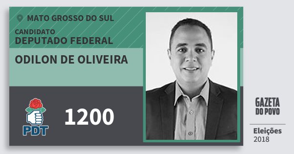 Santinho Odilon de Oliveira 1200 (PDT) Deputado Federal | Mato Grosso do Sul | Eleições 2018 Santinho Odilon de Oliveira 1200 (PDT) Deputado Federal | Mato Grosso do Sul | Eleições 2018