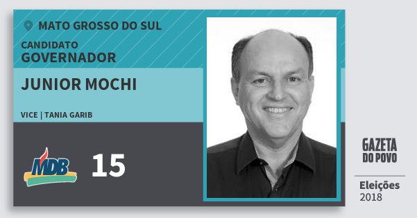 Santinho Junior Mochi 15 (MDB) Governador | Mato Grosso do Sul | Eleições 2018 Santinho Junior Mochi 15 (MDB) Governador | Mato Grosso do Sul | Eleições 2018
