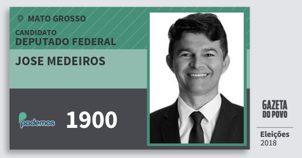 Santinho Jose Medeiros 1900 (PODE) Deputado Federal | Mato Grosso | Eleições 2018 Santinho Jose Medeiros 1900 (PODE) Deputado Federal | Mato Grosso | Eleições 2018