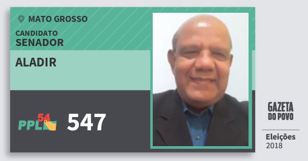 Santinho Aladir 547 (PPL) Senador | Mato Grosso | Eleições 2018 Santinho Aladir 547 (PPL) Senador | Mato Grosso | Eleições 2018