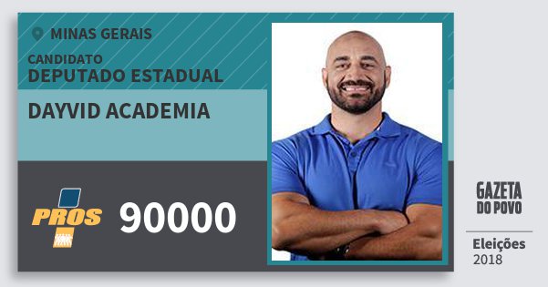 Santinho Dayvid Academia 90000 (PROS) Deputado Estadual | Minas Gerais | Eleições 2018 Santinho Dayvid Academia 90000 (PROS) Deputado Estadual | Minas Gerais | Eleições 2018