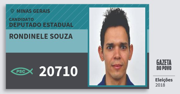 Santinho Rondinele Souza 20710 (PSC) Deputado Estadual | Minas Gerais | Eleições 2018 Santinho Rondinele Souza 20710 (PSC) Deputado Estadual | Minas Gerais | Eleições 2018