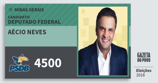 Santinho Aécio Neves 4500 (PSDB) Deputado Federal | Minas Gerais | Eleições 2018 Santinho Aécio Neves 4500 (PSDB) Deputado Federal | Minas Gerais | Eleições 2018