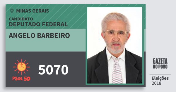 Santinho Angelo Barbeiro 5070 (PSOL) Deputado Federal | Minas Gerais | Eleições 2018 Santinho Angelo Barbeiro 5070 (PSOL) Deputado Federal | Minas Gerais | Eleições 2018