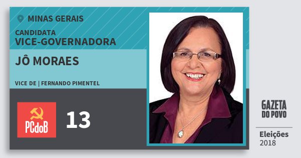 Santinho Jô Moraes 13 (PC do B) Vice-Governadora | Minas Gerais | Eleições 2018 Santinho Jô Moraes 13 (PC do B) Vice-Governadora | Minas Gerais | Eleições 2018
