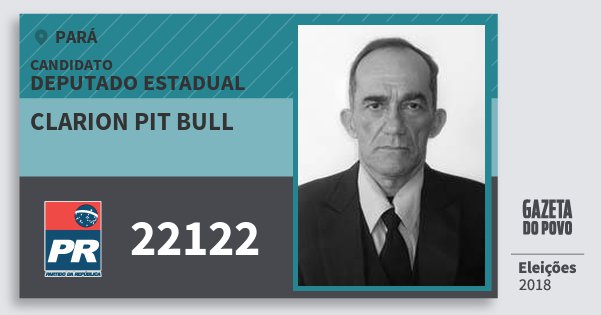 Santinho Clarion Pit Bull 22122 (PR) Deputado Estadual | Pará | Eleições 2018 Santinho Clarion Pit Bull 22122 (PR) Deputado Estadual | Pará | Eleições 2018