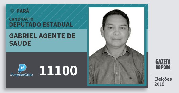 Santinho Gabriel Agente de Saúde 11100 (PP) Deputado Estadual | Pará | Eleições 2018 Santinho Gabriel Agente de Saúde 11100 (PP) Deputado Estadual | Pará | Eleições 2018