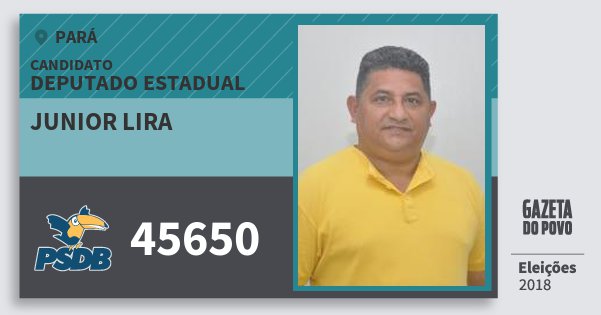 Santinho Junior Lira 45650 (PSDB) Deputado Estadual | Pará | Eleições 2018 Santinho Junior Lira 45650 (PSDB) Deputado Estadual | Pará | Eleições 2018