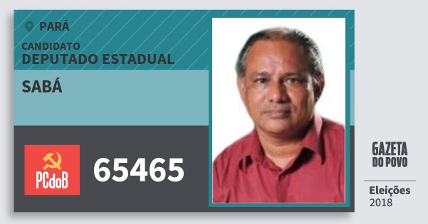 Santinho Sabá 65465 (PC do B) Deputado Estadual | Pará | Eleições 2018 Santinho Sabá 65465 (PC do B) Deputado Estadual | Pará | Eleições 2018