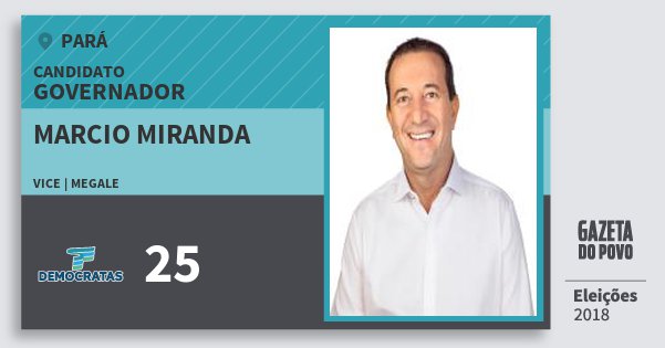 Santinho Marcio Miranda 25 (DEM) Governador | Pará | Eleições 2018 Santinho Marcio Miranda 25 (DEM) Governador | Pará | Eleições 2018
