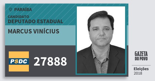 Santinho Marcus Vinícius 27888 (DC) Deputado Estadual | Paraíba | Eleições 2018 Santinho Marcus Vinícius 27888 (DC) Deputado Estadual | Paraíba | Eleições 2018