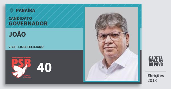 Santinho João 40 (PSB) Governador | Paraíba | Eleições 2018 Santinho João 40 (PSB) Governador | Paraíba | Eleições 2018