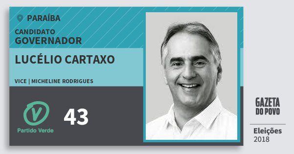 Santinho Lucélio Cartaxo 43 (PV) Governador | Paraíba | Eleições 2018 Santinho Lucélio Cartaxo 43 (PV) Governador | Paraíba | Eleições 2018